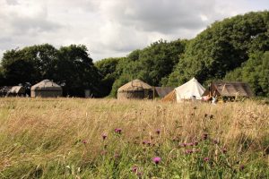 Our traditional yurts and our bell tents look quite at home in the hay meadow