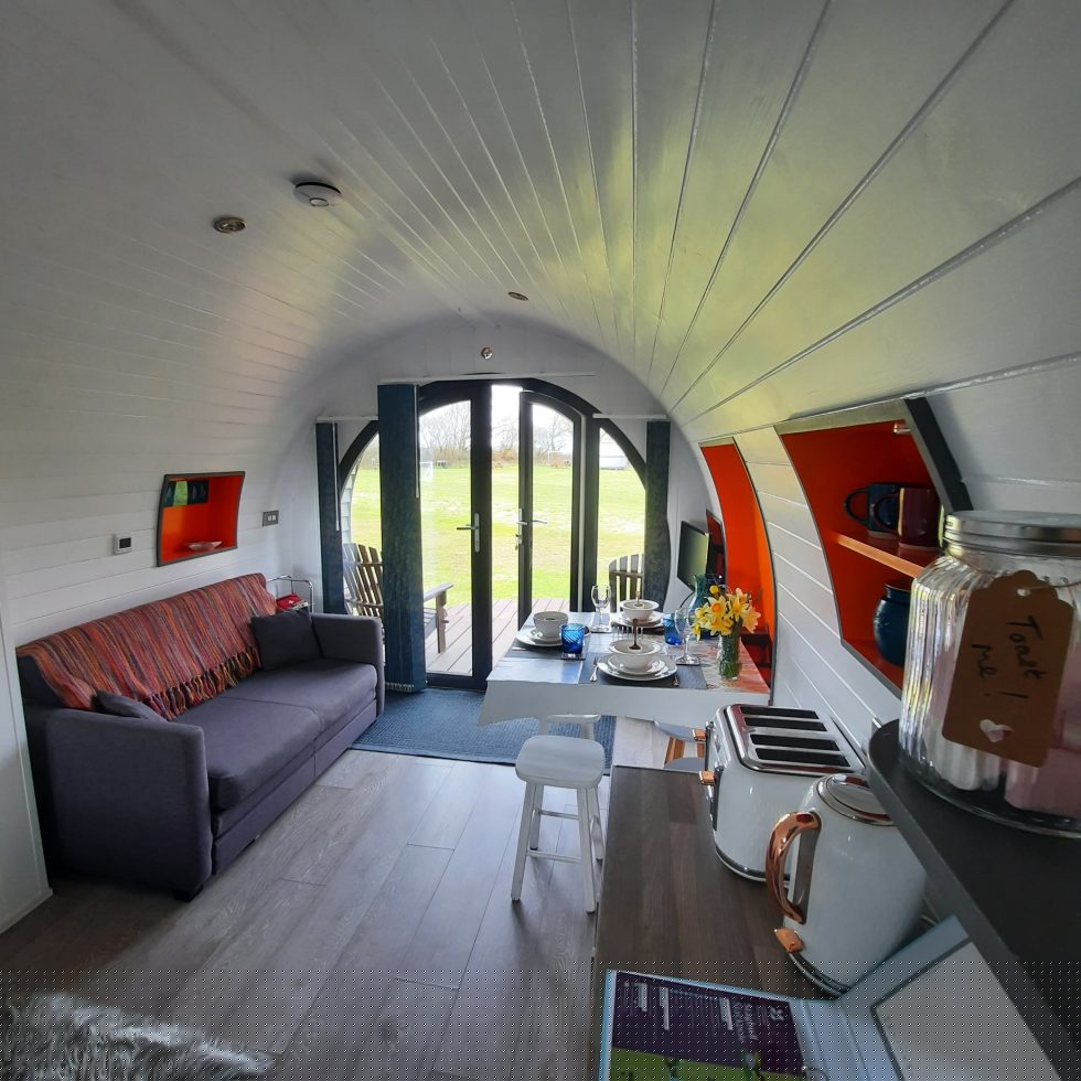 Inside glamping accommodation at Stackpole Under The Stars